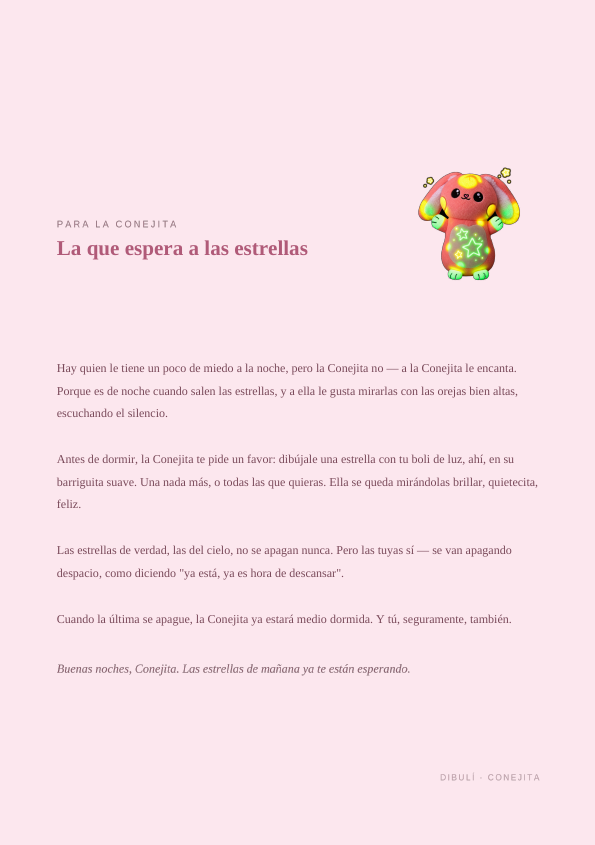 Muestra del cuento La que espera a las estrellas, del PDF Cuentos de luz para antes de dormir