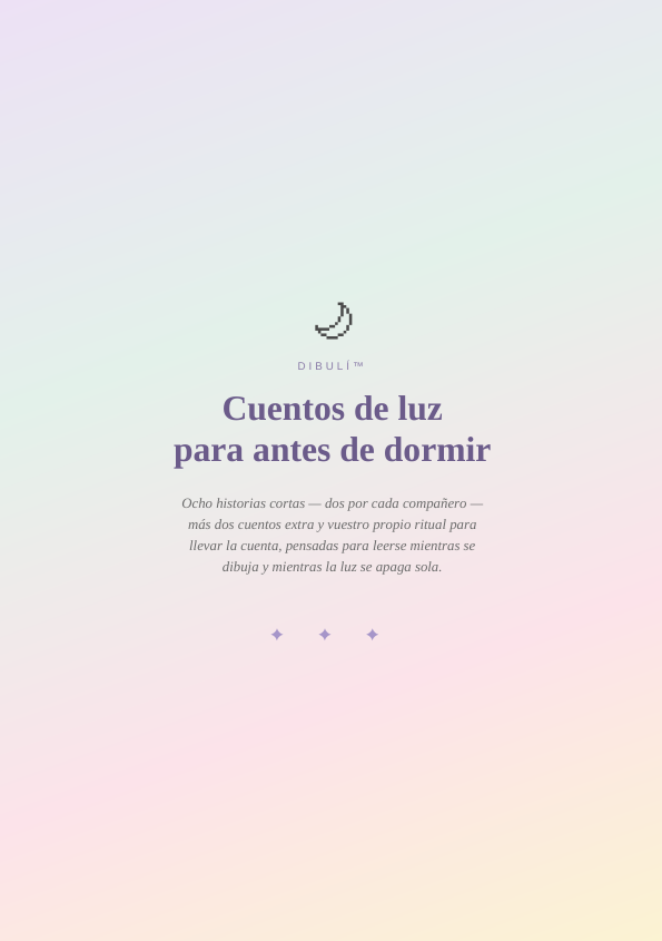 Portada del PDF digital Cuentos de luz para antes de dormir, regalo del pack de dos Dibuli